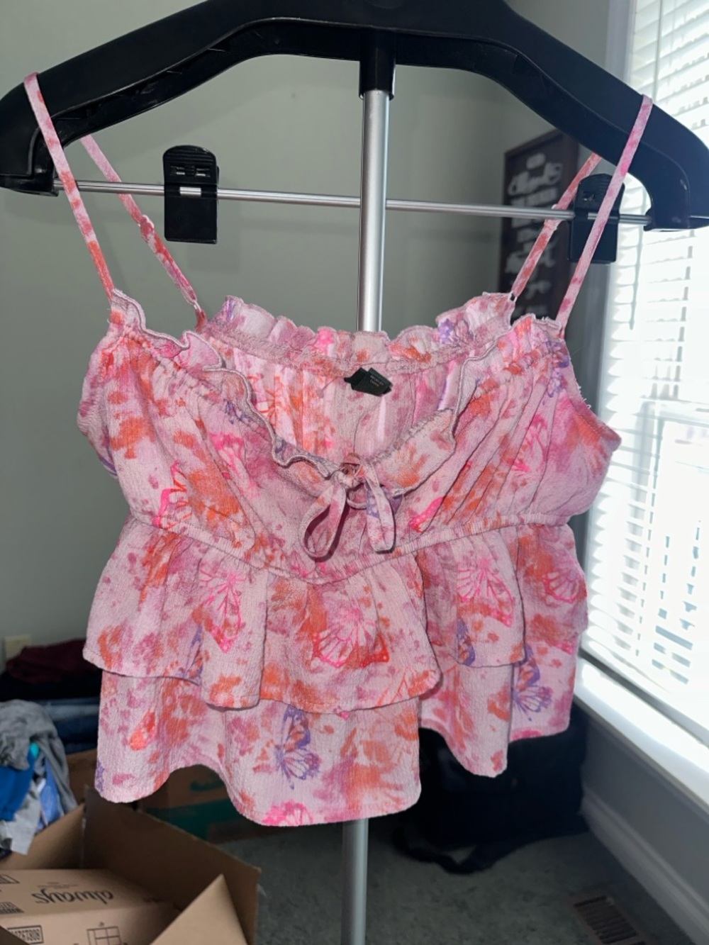 wild fable Pink Floral Ruffled Tank Top